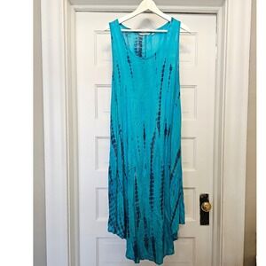 Soft Surroundings Tie Dye Sleeveless Midi Dress Boho Travel Beach Lightweight